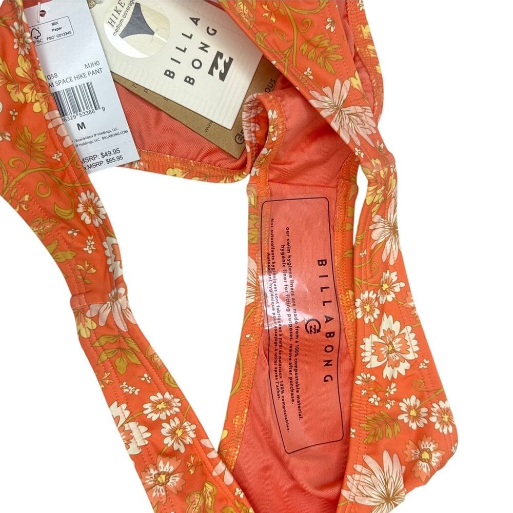 NWT Billabong Dream Space Hike Orange Floral Bikini Bottoms Women’s Size Medium - Picture 5 of 6